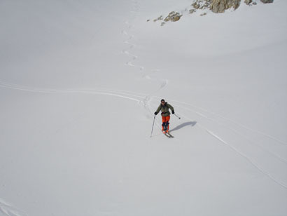 Giò allo scollinamento della bocchetta di quota 2923 m.