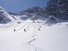 Il gruppo di scalmanati sulla vedretta della Bondasca.